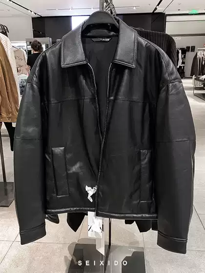 Cabinet 529! New Autumn and Winter Men's Clothing: Faux Leather Cotton Jacket with Lapel 8281322, Loose-Fitting Leather Jacket 8281/322