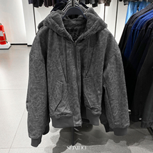 柜799！冬季男装仿皮草两面穿厚夹克0993401加绒pu皮外套0993/401