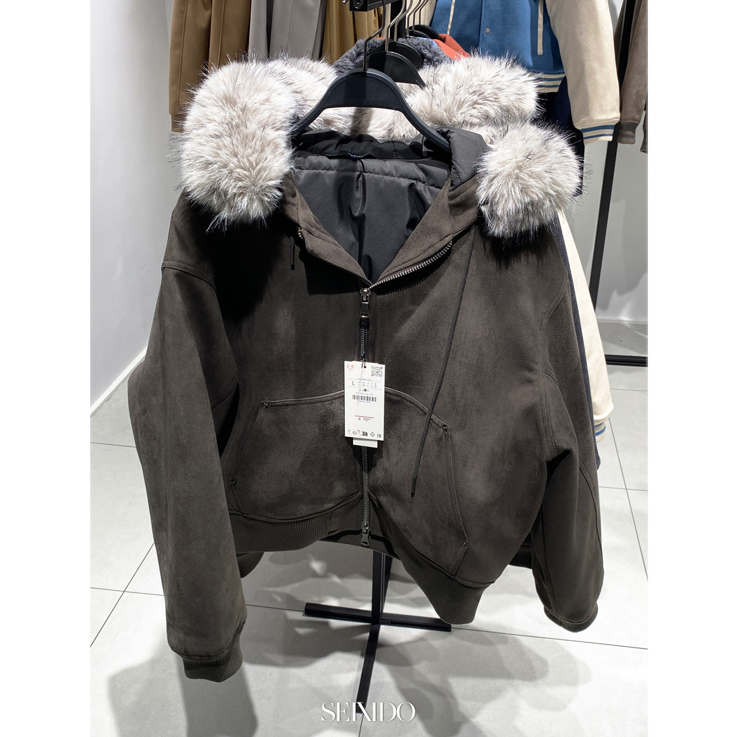 柜799！冬季款男装可拆毛领仿麂皮绒短款夹克棉服厚外套 0993/702