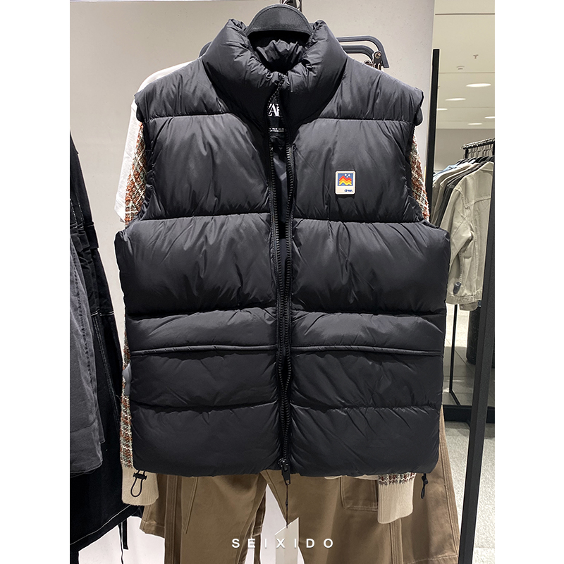 ZA宽松无袖立领棉服背心马甲外套