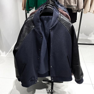 男装 款 羊毛混纺仿皮袖 棒球服夹克棉服厚外套 304 柜799 5388 冬季