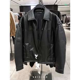 翻领仿皮棉服8281322宽松夹克皮外套8281 男装 322 秋冬新品 柜529