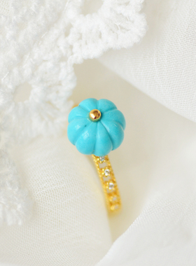 福气南瓜天然绿松石蓝松清新925