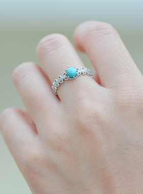 天然原矿白银精致唯美开口戒指