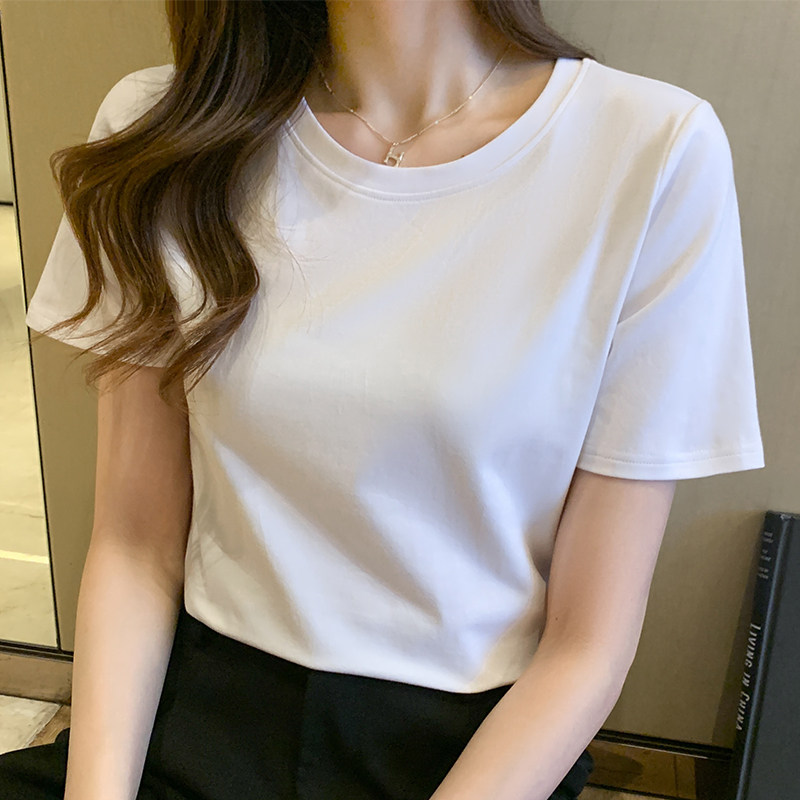 白色短袖女2025年夏季新款纯棉