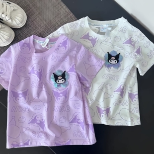 夏装 女童夏季 T恤儿童薄款 可爱库洛米短袖 卡通洋气休闲上衣 新款