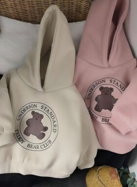 儿童冬季卡通加绒加厚连帽卫衣