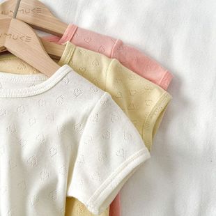 儿童夏季居家薄款短袖短裤全棉套装男女童宝宝透气家居空调两件套