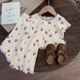 碎花公主风小女孩宝宝家居服薄款 女童夏季 睡衣新款 套装 两件套 夏装
