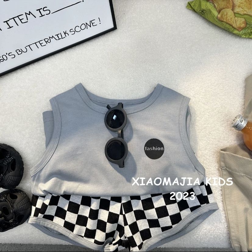 男女童2025夏季新款背心套装儿童宝宝韩版无袖字母休闲短裤两件套