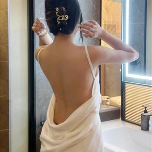 浴巾可裹可穿沙滩QC 浴袍吊带睡袍棉四层情调一片式 下单立减50