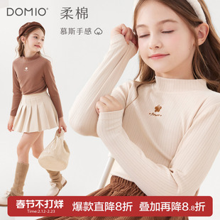 女童打底衫秋冬新款儿童长袖T恤大童半高领保暖秋衣加绒内搭童装