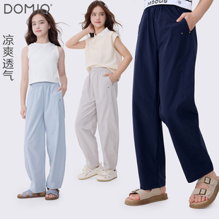 女童裤子夏季2026新款儿童弯刀阔腿裤大童青少年薄款防蚊长裤童装