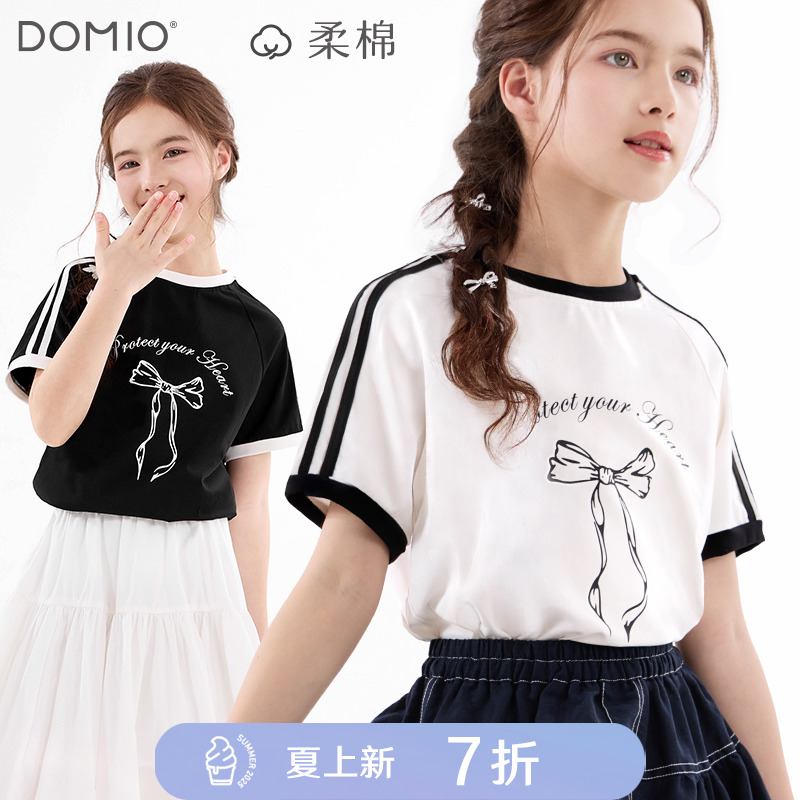 多妙屋女童短袖T恤夏季薄款上衣