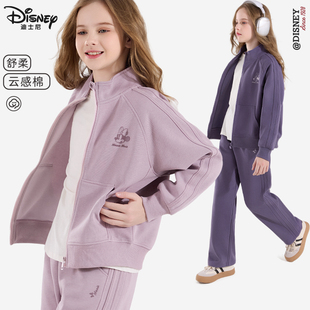 迪士尼女童套装2026新款春装儿童外套裤子两件套大童洋气运动服秋