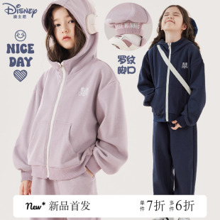 加绒童装 中大童外套冬季 2025春秋儿童运动卫衣卫裤 迪士尼女童套装