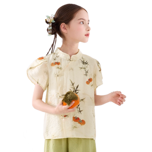 女童裤子2026新款夏季儿童新中式短袖连衣裙洋气国风旗袍裙子套装