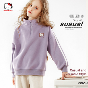 女童卫衣春秋冬新款 中大童上衣凯蒂猫衣服儿童洋气外套女孩童装