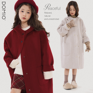 女童毛呢外套秋冬儿童双面呢子大衣羊绒亲子宽松大衣洋气冬装