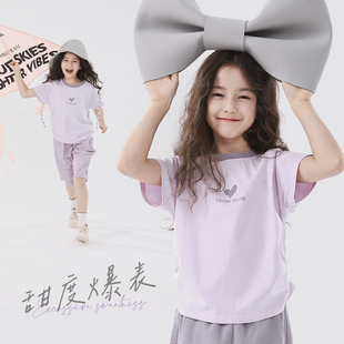 迪士尼女童短袖T恤2026夏季新款儿童洋气上衣打底衫时尚亲子背心