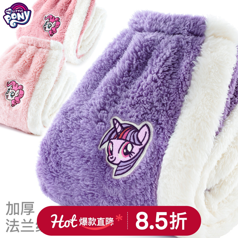 多妙屋女童秋冬加绒加厚睡裤