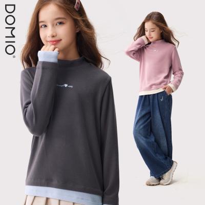 女童打底衫儿童秋冬装新款长袖T恤中大童半高领加绒加厚上衣童装