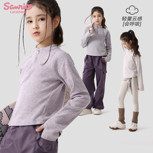 休闲运动上衣中大童卫衣拉链半开领打底衫 新款 T恤25秋装 女童长袖