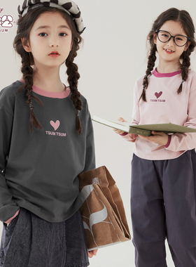 迪士尼女童长袖T恤26春夏新款儿童打底衫休闲上衣大童洋气春装