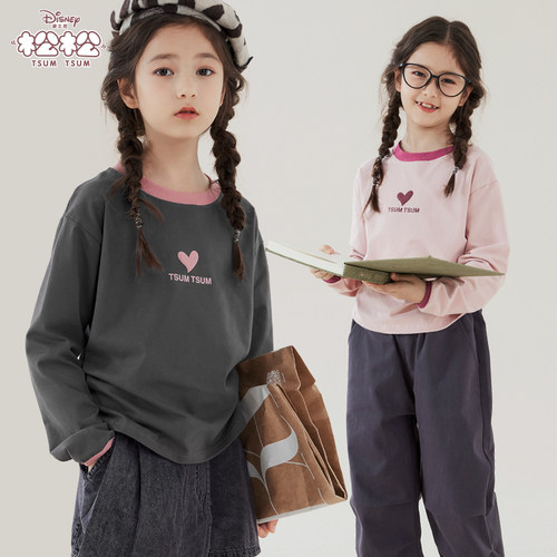 迪士尼女童长袖T恤儿童打底衫