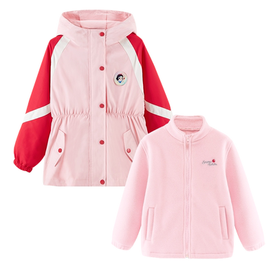 女童冲锋衣款外套儿童秋冬装新款大童春季户外三合一防风衣羽绒服