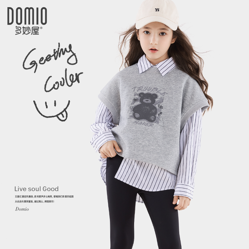 女童马甲背心2025秋季新款儿童学院风坎肩韩版打底衫宝宝时尚童装