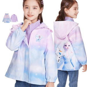 清仓女童冲锋衣款春秋儿童牛仔外套摇粒绒内胆防风衣三合一童装