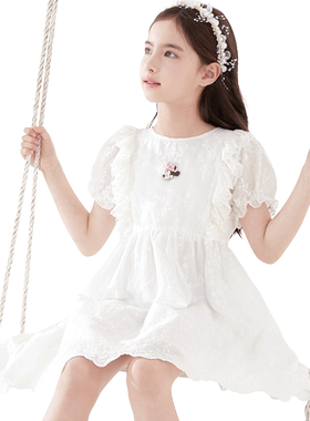 迪士尼女童裙子公主夏纯棉棉布裙