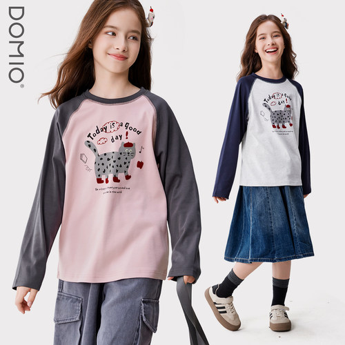 女童打底衫儿童春秋装新款T恤中大童宽松长袖青少年洋气上衣童装