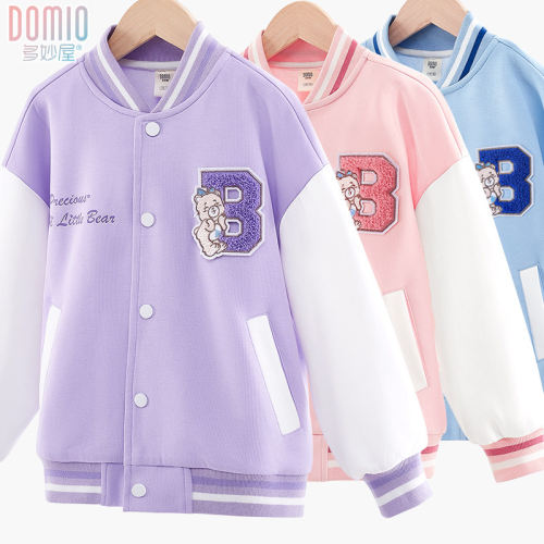 多妙屋女童外套春秋款儿童棒球服