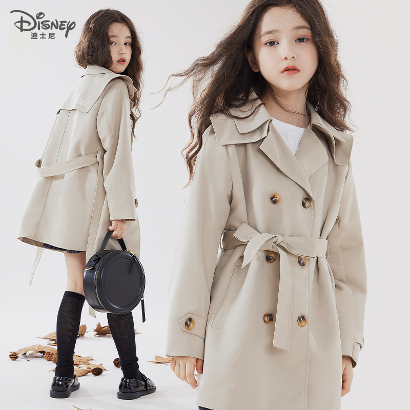 迪士尼女童风衣儿童英伦风上衣
