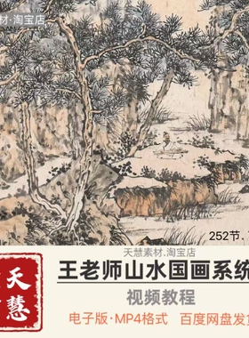 王教授山水国画视频252节抖音同款百度网盘发货