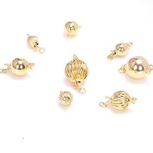 14K金灯笼插片扣西瓜扣珍珠饰品配件搭扣插片diy配件手链项链链接
