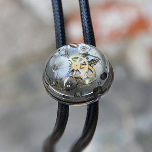 原创复古手工业风蒸汽机芯械朋克波洛领带bolo tie休闲潮流领绳结