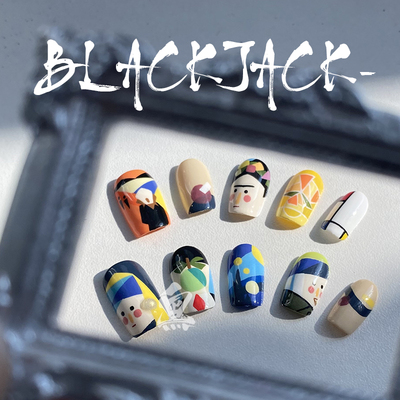 穿戴甲法式纯手工ins梵高画作甲片高级感nails美甲成品显白秋冬款