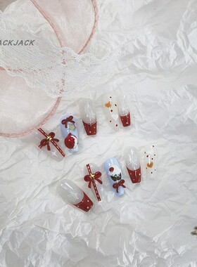 CHANCCCCC【圣诞苹果】原创高级感穿戴甲纯手工显白温柔少女感