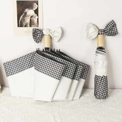 520礼物送男生格子三折雨伞晴雨