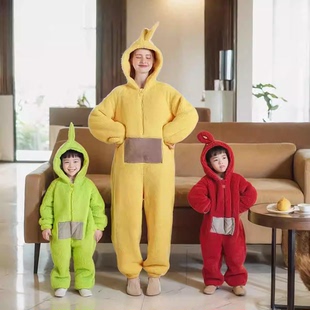 天线宝宝睡衣儿童玩偶衣服cos服女童连体家居服法兰绒保暖亲子装5