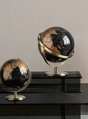 轻奢地球仪摆件多语言23cm金属支架地球仪地理客厅轻奢居家摆件