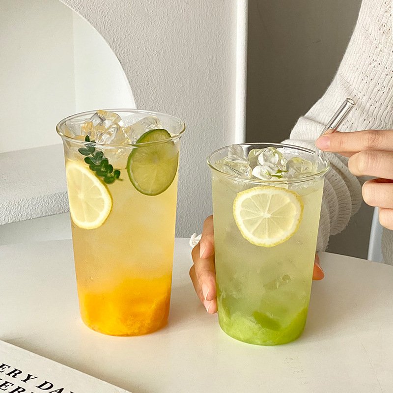 进口耐高温果茶玻璃杯大容量夏天家用简约美式咖啡特调奶茶柠檬茶
