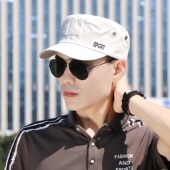 潮时尚 春秋韩版 休闲百搭中老年人平顶帽短帽檐鸭舌帽薄款 帽子男士