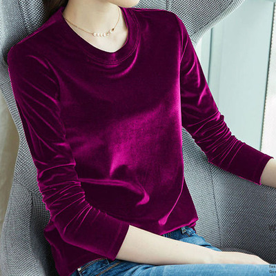 长袖通勤常规洋气丝绒女上衣百搭