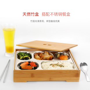 竹盒配餐盒日韩式便当盒 西餐厅餐盒日韩料理寿司料理盒 分格餐盘
