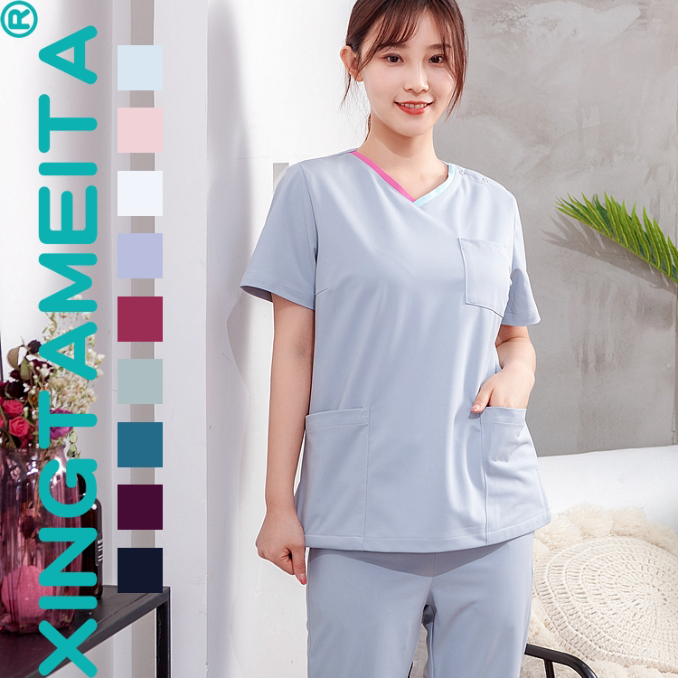 星她美她f02韩版时尚皮肤管理美容院医生护士修身灰色工作服