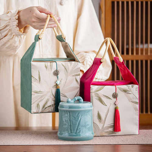 中式茶叶包装盒空盒创意布艺礼盒